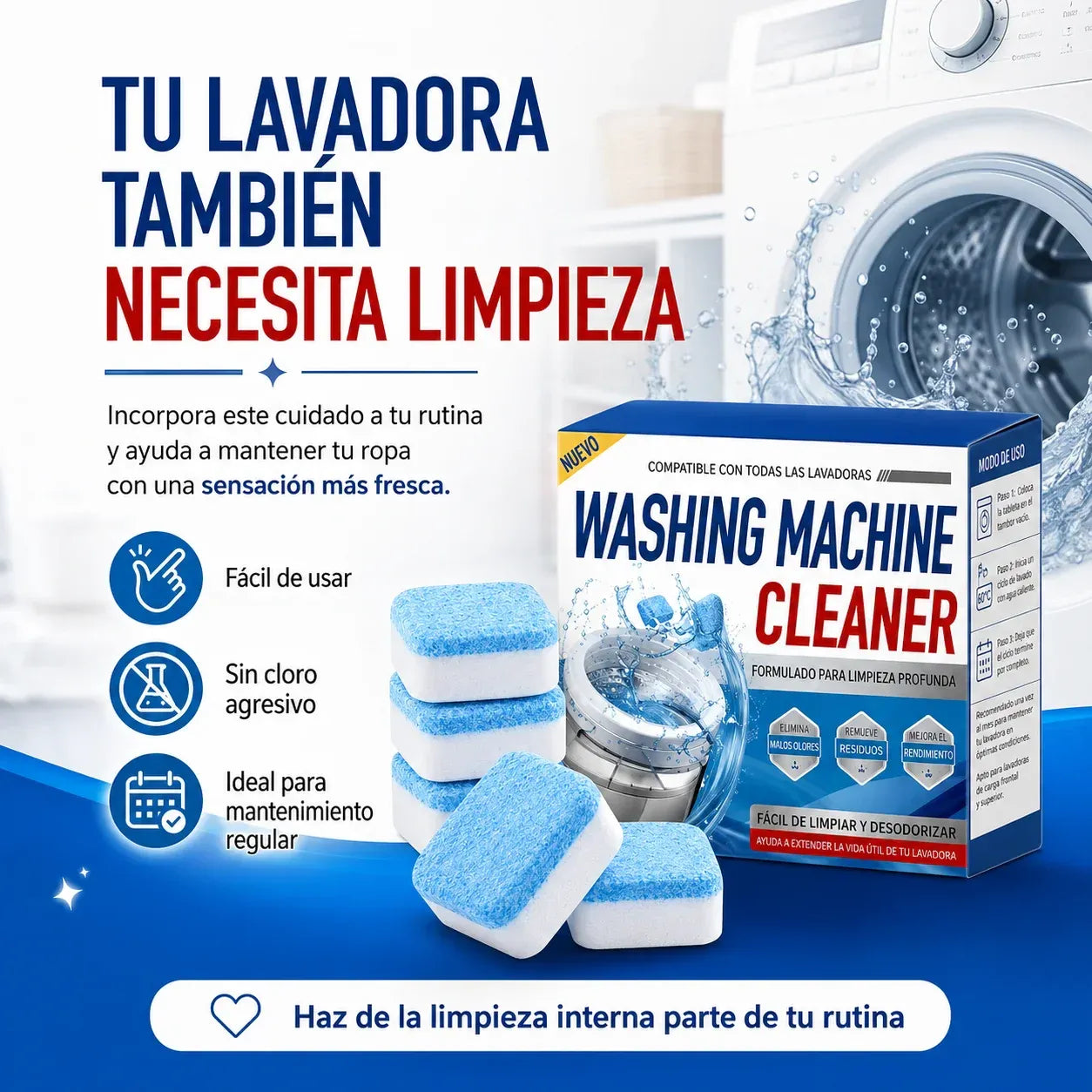 Kit 12 pastillas limpieza profunda lavadora