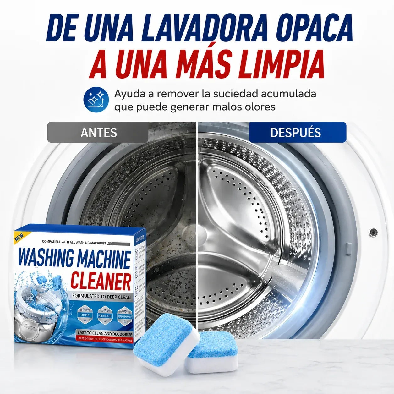 Kit 12 pastillas limpieza profunda lavadora