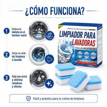 Kit 12 pastillas limpieza profunda lavadora